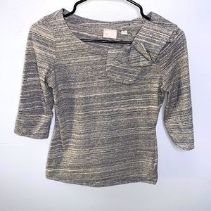 Anthropologie- Postmark Heather Gray 3/4 Sleeve Top with Ruffled Neck